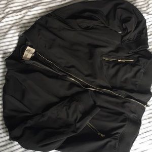 River Island Black Bomber Jacket, Gold Zippers 20